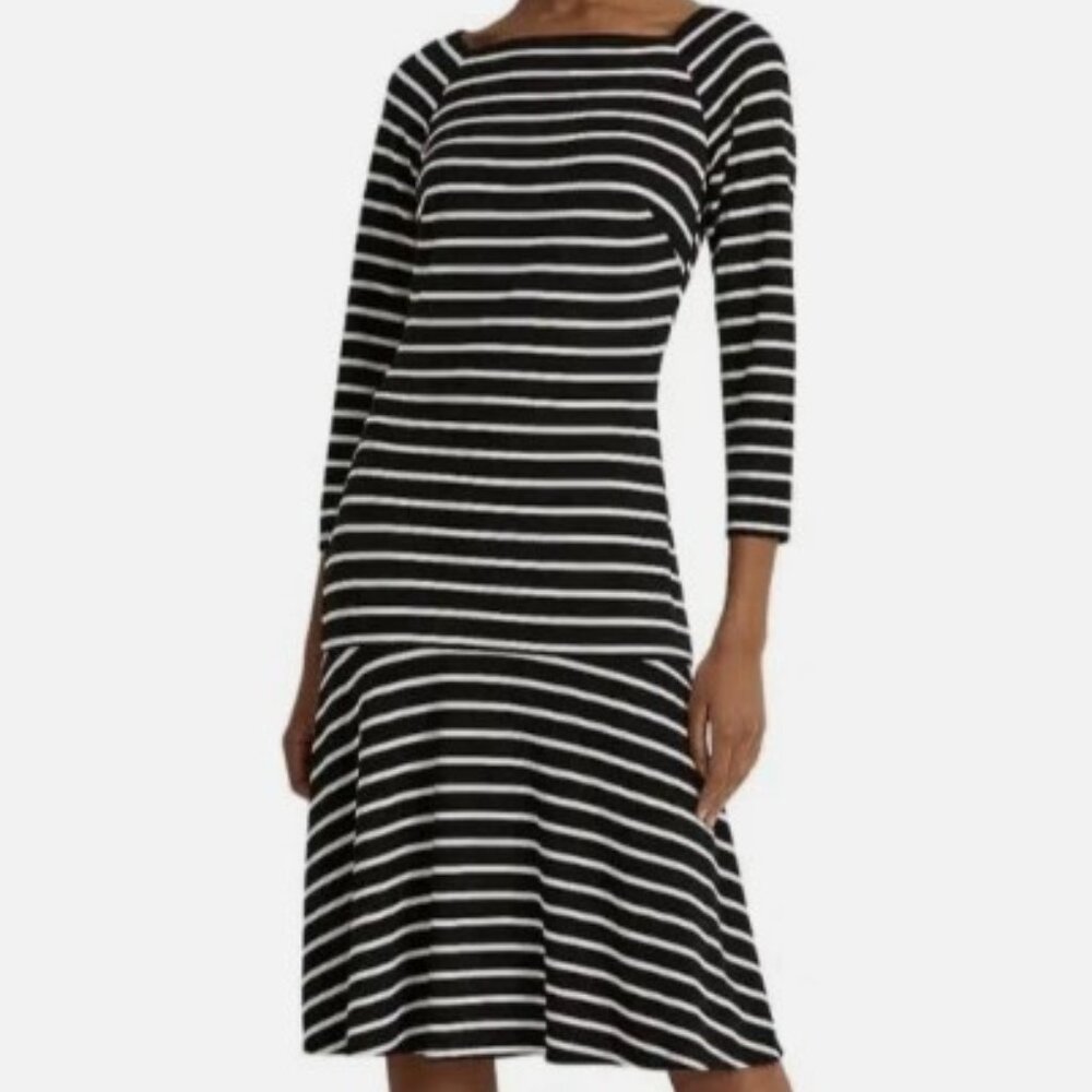 Lauren Ralph Lauren Striped Drop Waist Dress, Size 18